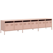 Mobile porta TV con ampio vano contenitore 202 x 39 x 43 cm design moderno e robusto in acciaio laminato a freddo rosa 02_0055633