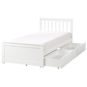 Letto in legno di pino bianco Dimensioni singole 90 x 200 Testiera a doghe minimalista