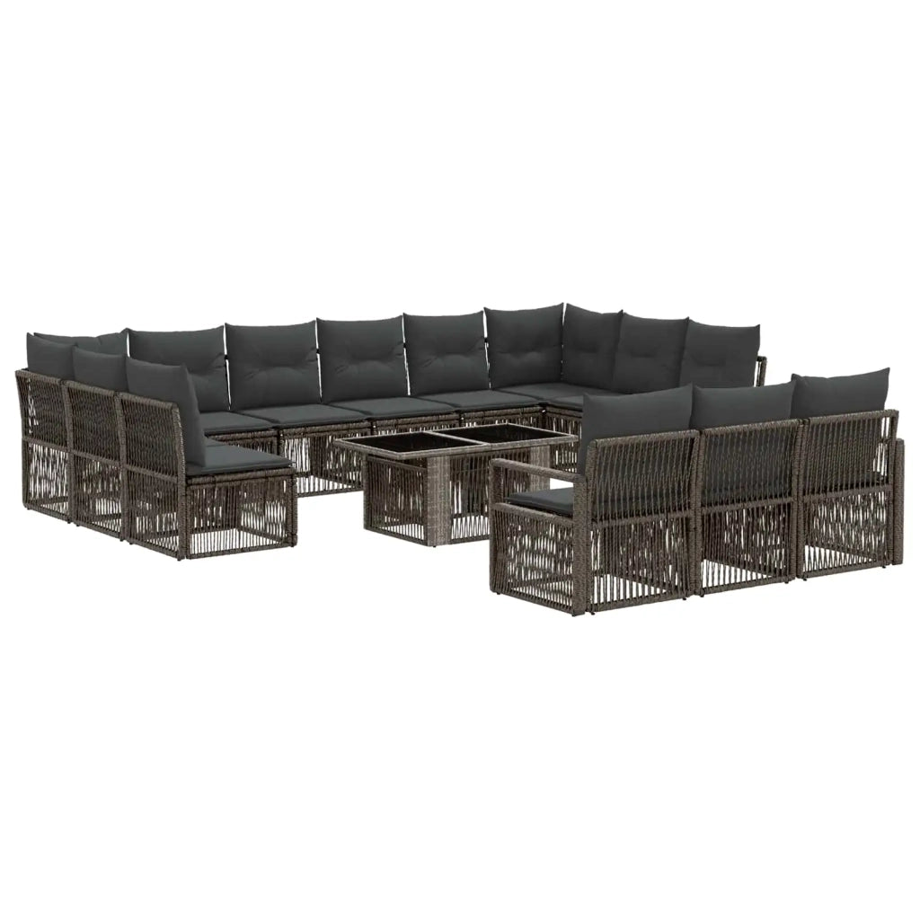 Set Divano da Giardino 14 pz Grigio e Grigio Scuro polyrattan 3437168
