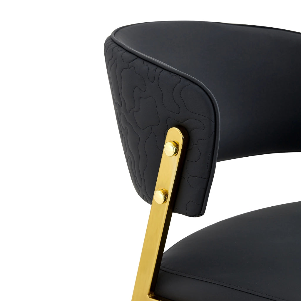 SEDIA da pranzo moderna con schienale curvo in PU nero, Set da 2 pezzi
