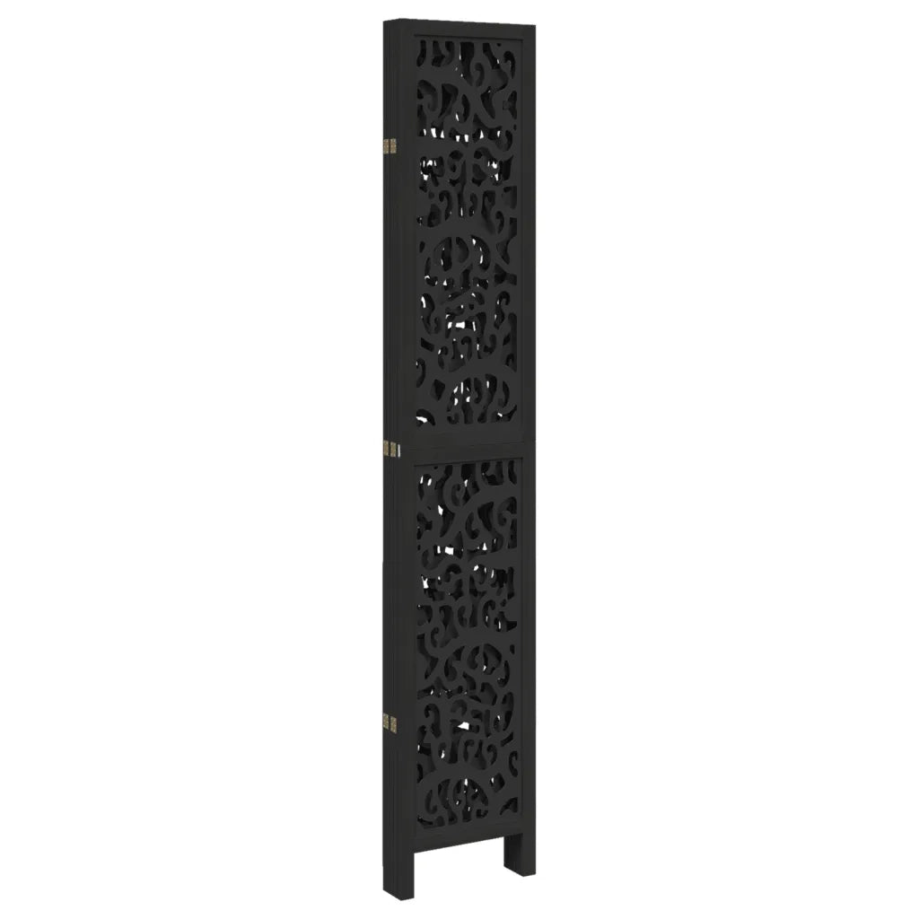 Divisorio Ambienti | Divider per stanze | Paravento 5 Pannelli Nero Legno Massello di Paulownia