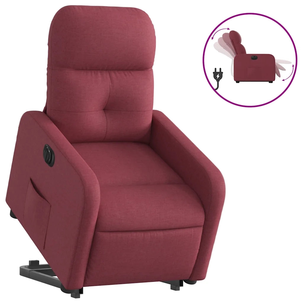 Poltrona Alzapersona Reclinabile Elettrica Rosso Vino Tessuto 3206816