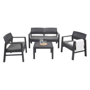 Salottino Outdoor Agnelo, set Salotto da Esterno 4 Posti Made in Italy, Nero Antracite