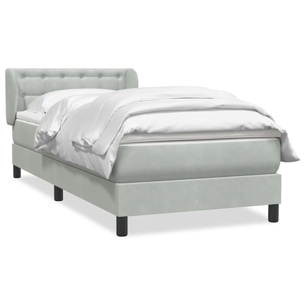 Giroletto a Molle con Materasso grigio chiaro 90x210 cm Velluto