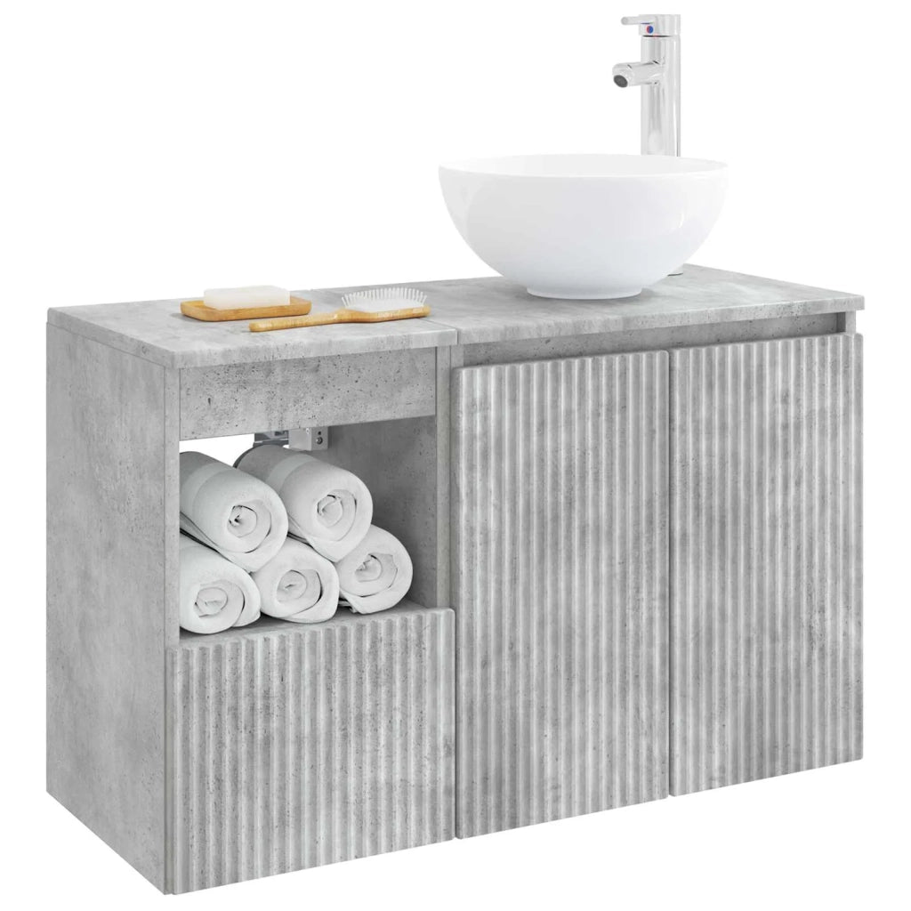 Set di mobili per il bagno 2 pz Grigio Cemento 3404027
