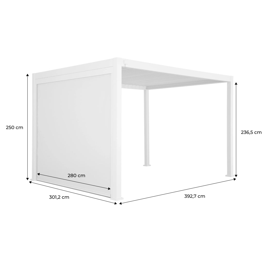 Pergola bioclimatica 3x4m in alluminio + tenda da sole 3m, beige
