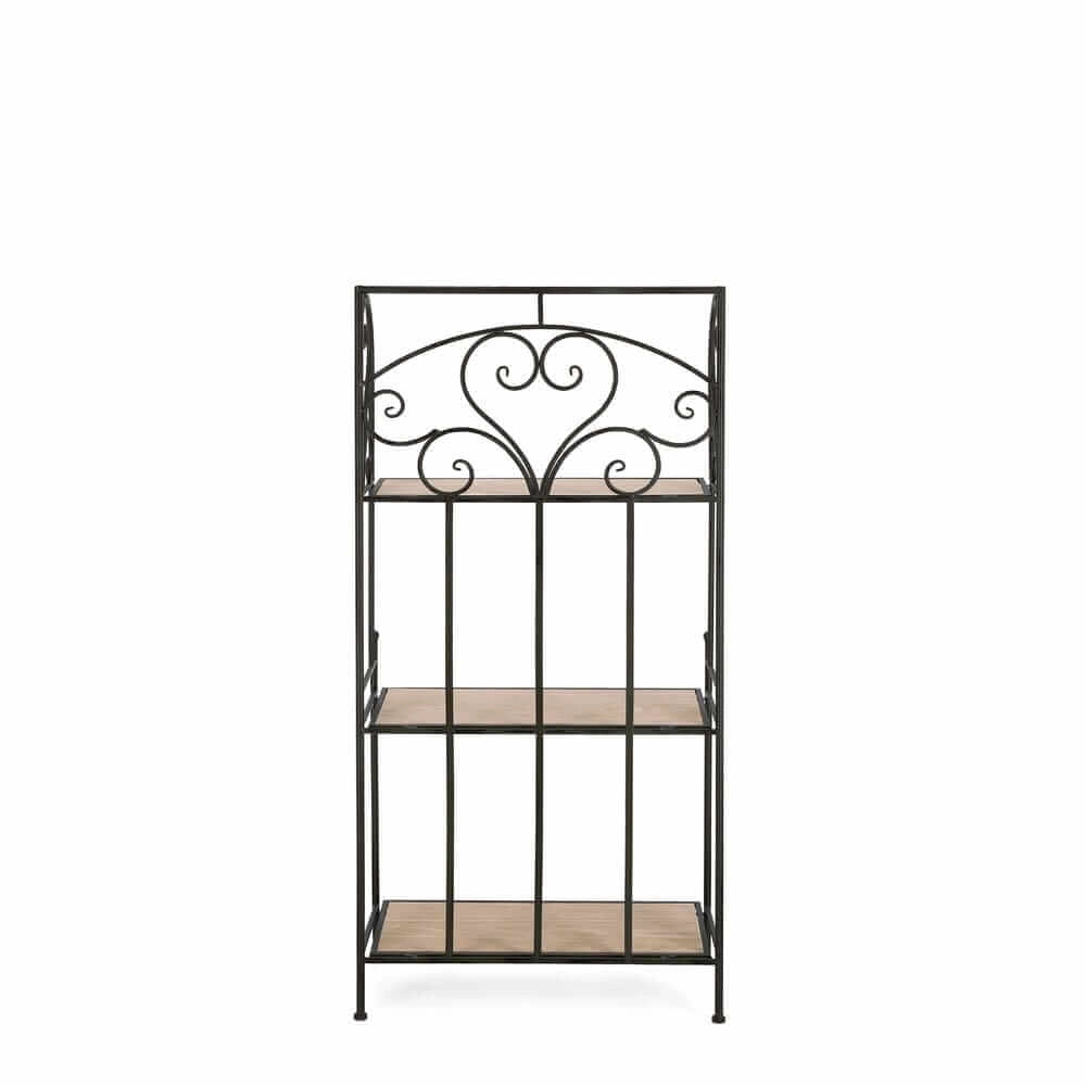 Scaffale Pieghevole in Metallo Bianco con 3 Ripiani in Legno - GISEL