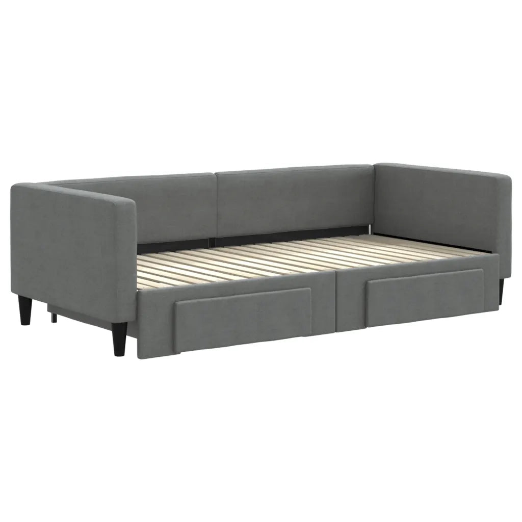Divano Letto Estraibile Cassetti-Sofa Letto-Daybed Grigio Scuro 90x190cm Tessuto 944972
