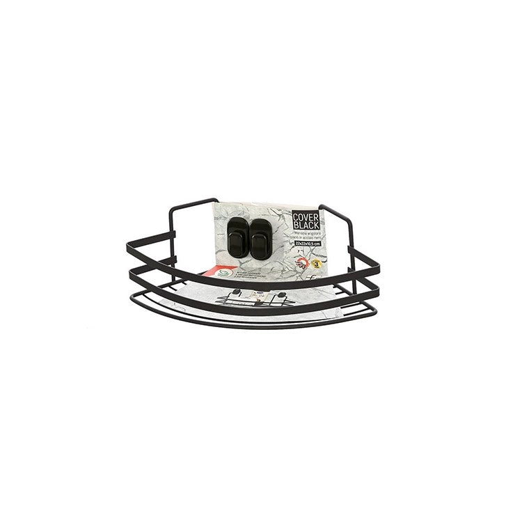 Mensola doccia angolare 1 ripiano in acciaio nero opaco Linea Cover Black Feridras