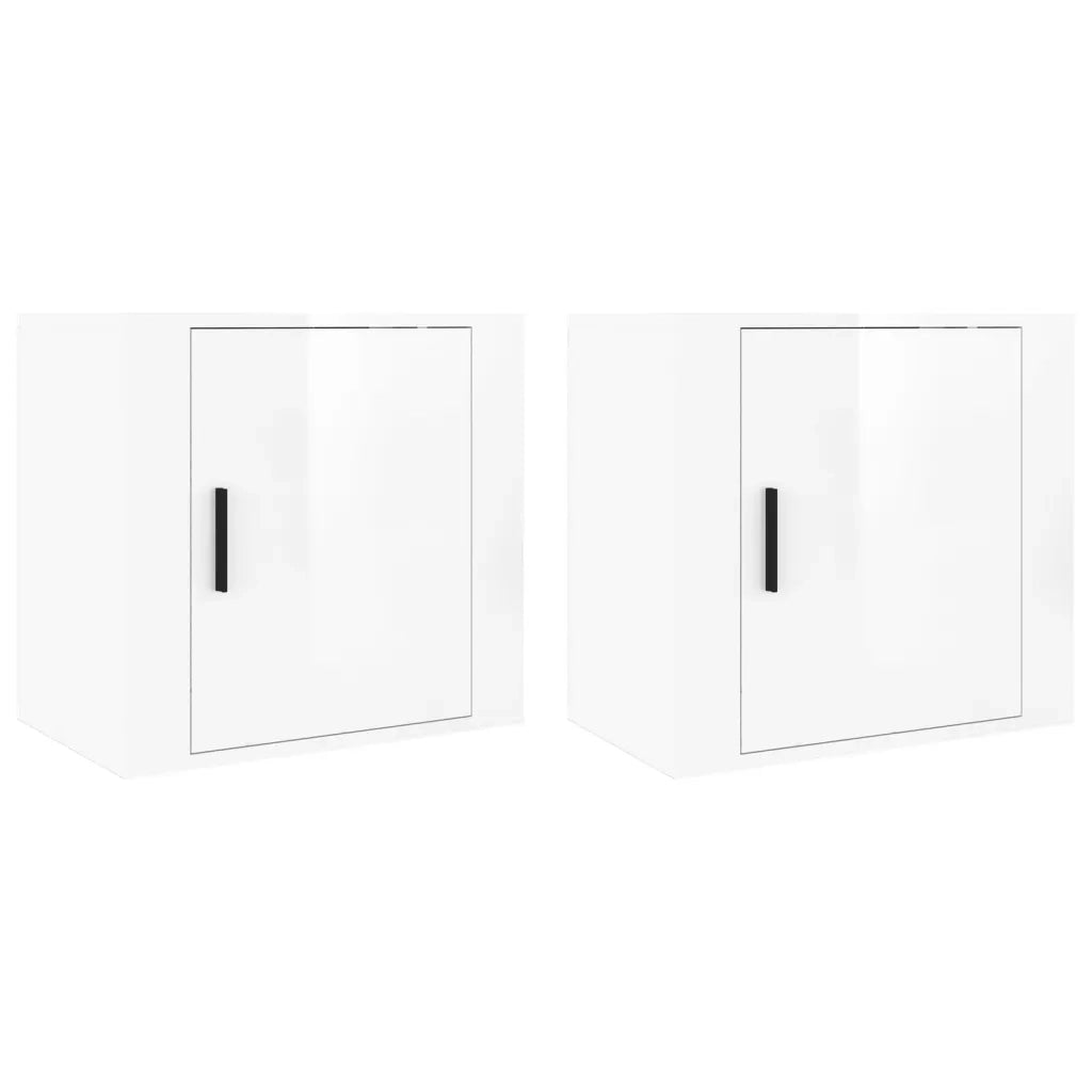 Comodini a Muro 2 pz Bianco Lucido 50x30x47 cm 816869
