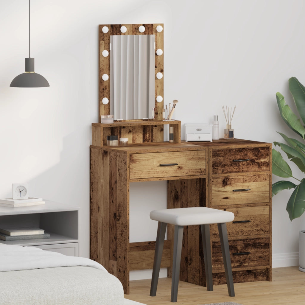 Toletta  con luci LED Legno Vecchio 50x41x140 cm