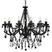 Lampadario con Perline Nero 12 Lampadine E14 281609