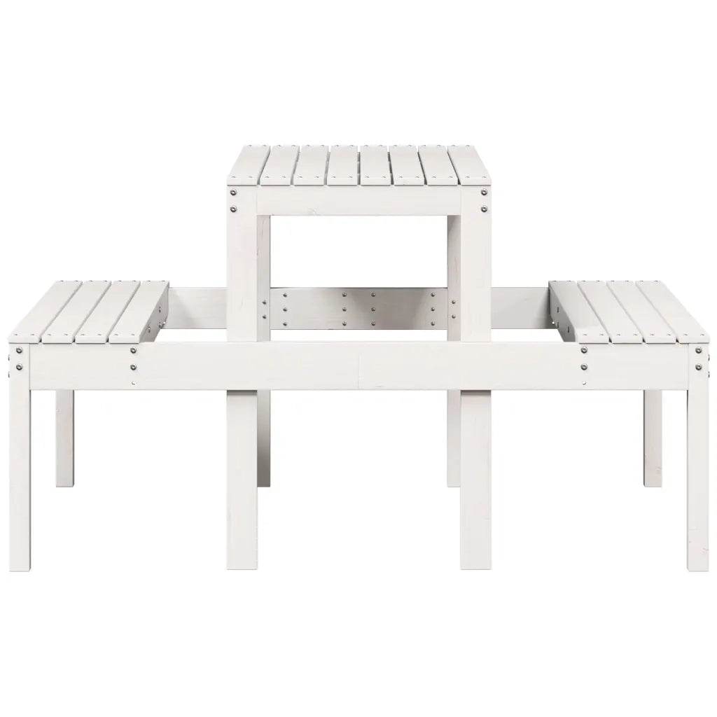 Tavolino da Giardino | Tavolo da Picnic Bianco 110x134x75 cm in Legno Massello di Pino
