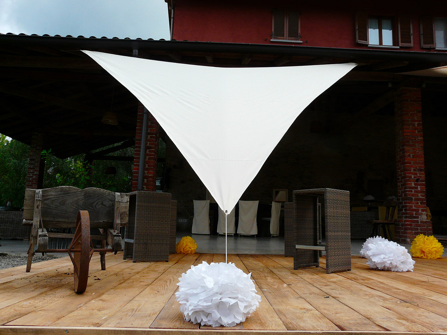 Tenda Vela da Giardino Trinagolare 500x500x500 cm in Poliestere 210 gr Bianco