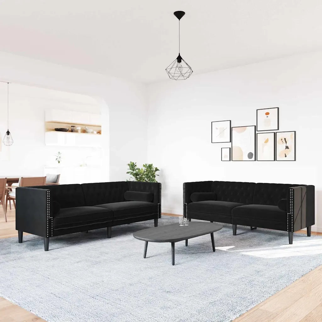 Set di divani 2 pcs Nero Velluto