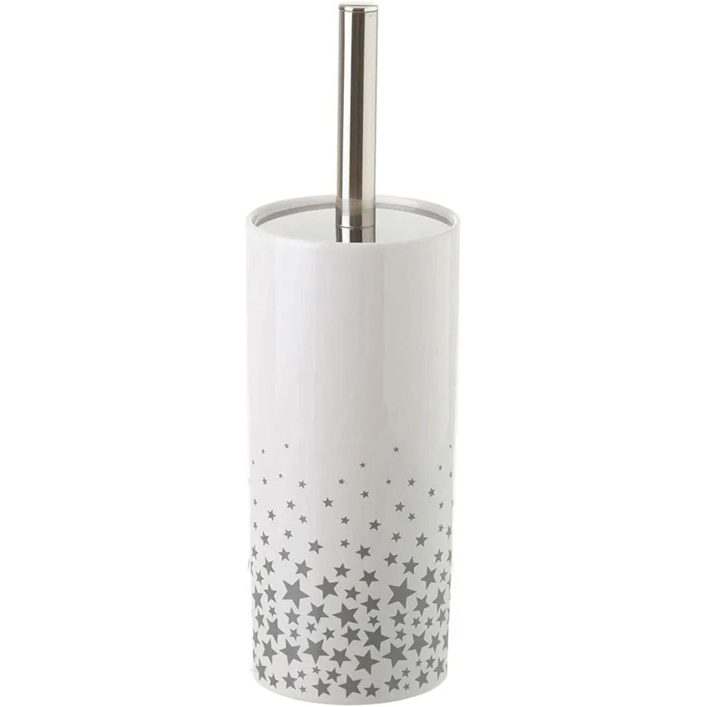Scopino per WC con Supporto in Ceramica Portascopino con Manico Metallo Grigio