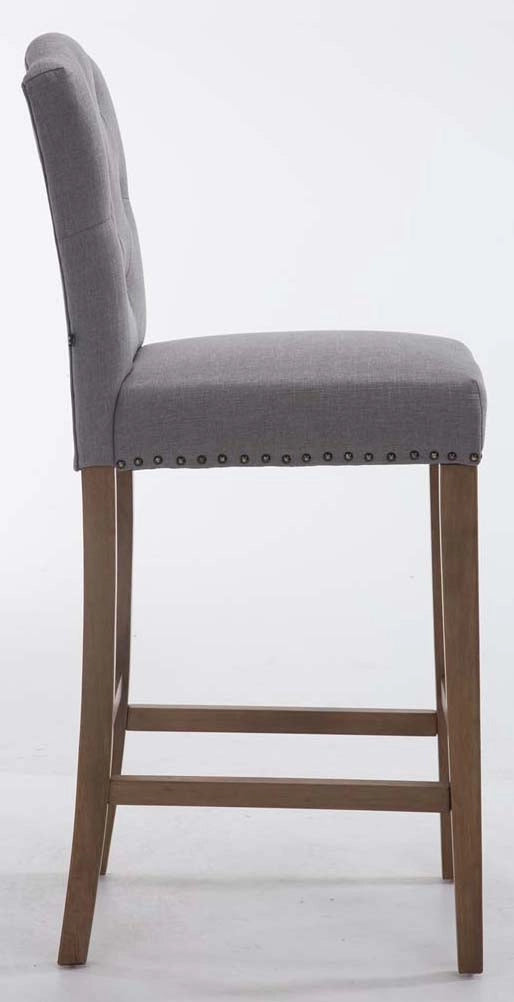 Set 2 Sgabelli Bar Louise in Tessuto grigio chiaro,antico chiaro