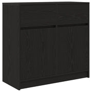 Credenza | Madia | Buffet da pranzo | Armadio da pranzo con Cassetto Rovere Nero 80x34x76 cm Legno Multistrato