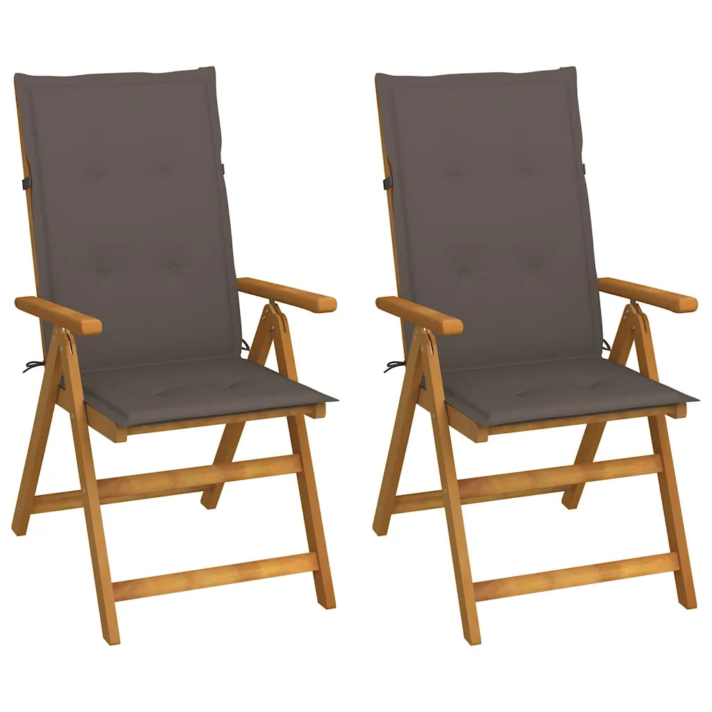 Sedie Reclinabili Pieghevoli 2 pz con Cuscini Massello Acacia 3064067