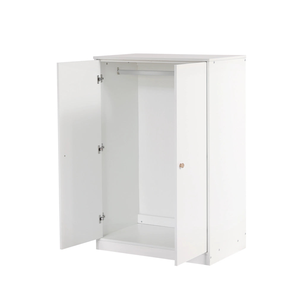 Armadio piccolo a 2 ante con asta appendiabiti 80x50x120 cm; MDF bianco