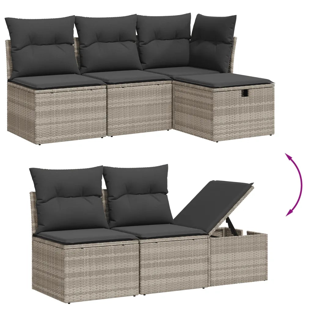 Set Divano da Giardino 6pz con Cuscini Grigio Chiaro Polyrattan 3263488