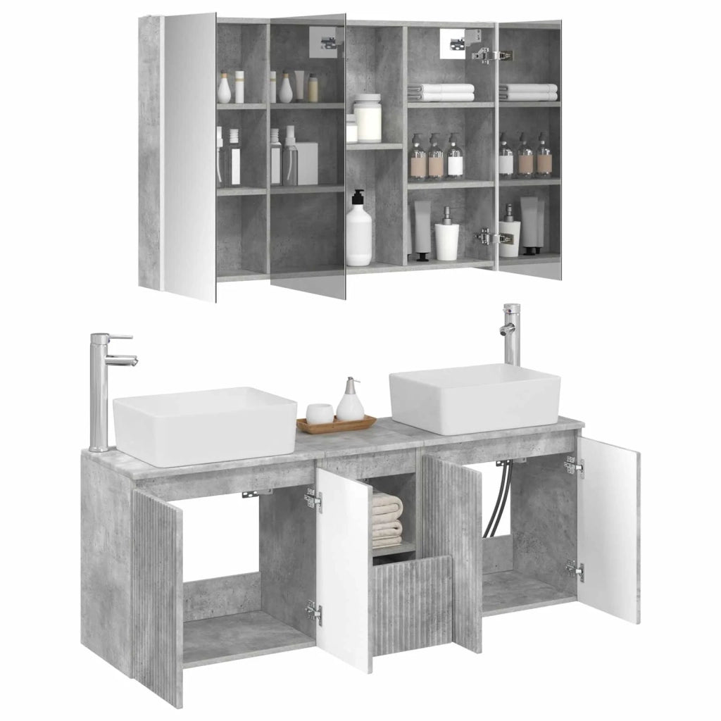 Set di Armadi da Bagno 4 pcs Grigio Cemento 3406426