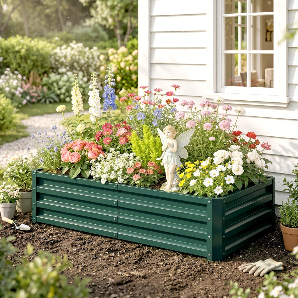 Carr¨¦ Potager Giardino Rettangolare ¨C Zephmum ¨C Verde Scuro Acciaio 120x60x30