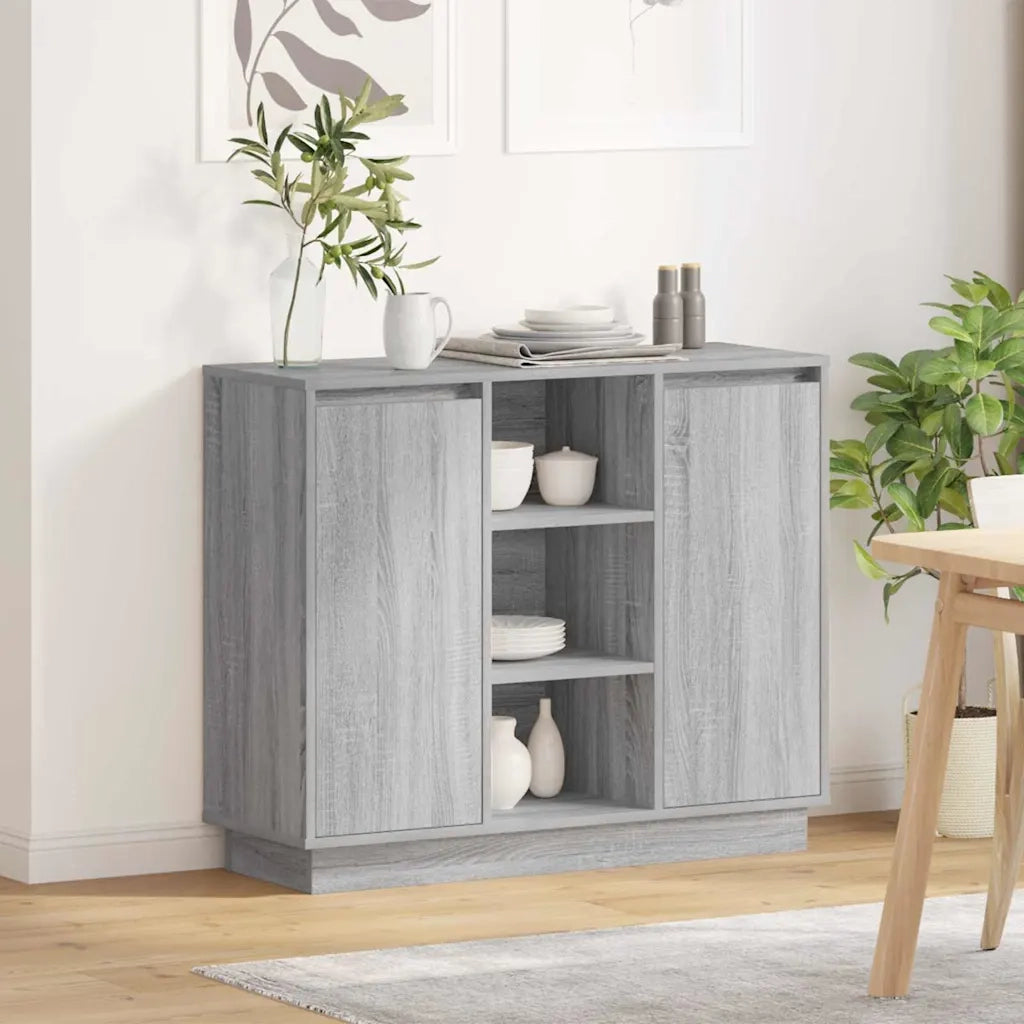 Madia LED Grigio Sonoma 90 x 32 x 75 cm Legno multistrato 869687