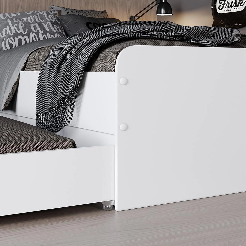 Oskar Store Letto per bambini Jaspar, Bianco, 204 x 94 cm con rete a doghe, senza materasso