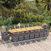 vidaXL Set da Pranzo per Giardino 19 pz con Cuscini Polyrattan Grigio