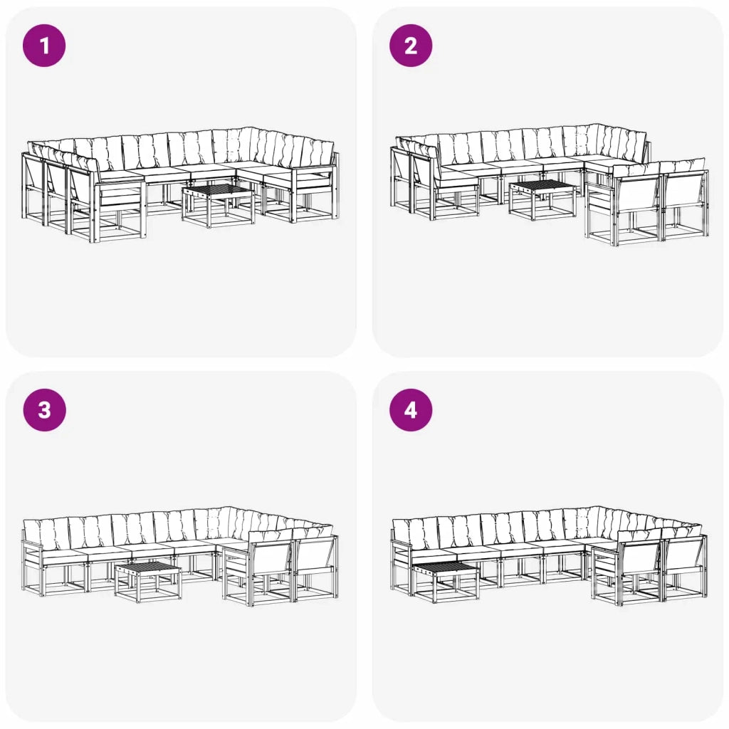 Set di divani da esterno 10 pz Bianco e Nero 3389878