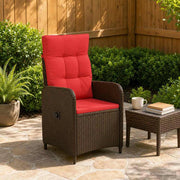Sedia da giardino reclinabile Marrone e Rosso polyrattan 42027157