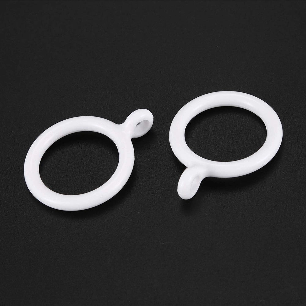 Trade Shop - Set 8 Pz Anelli Gancio Ad Anello Per Tende In Plastica Da 45 Mm Bianco Tondi Bagno 87352 -