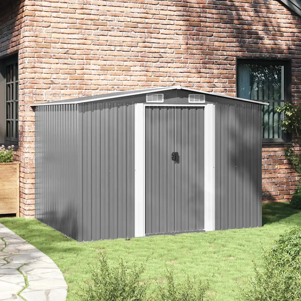 Capanno per Attrezzi in Metallo Grigio 257x205x178 cm 42907