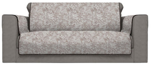 Copridivano con Copri Braccioli Seduta 230 cm in Poliestere e Cotone Marrone