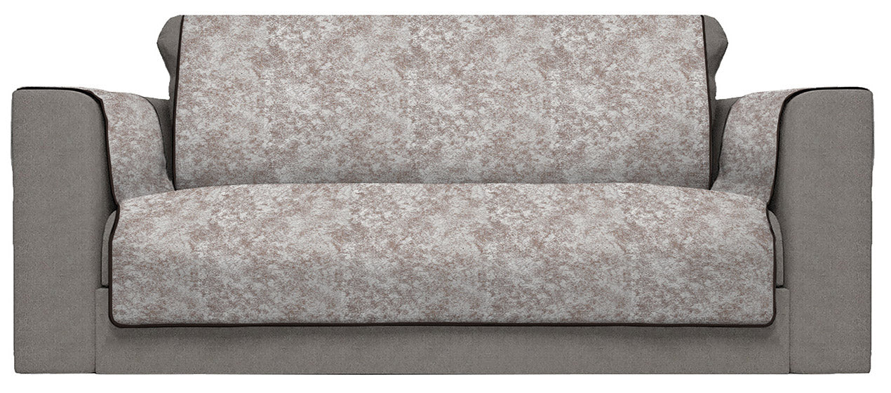 Copridivano con Copri Braccioli Seduta 175 cm in Poliestere e Cotone Marrone