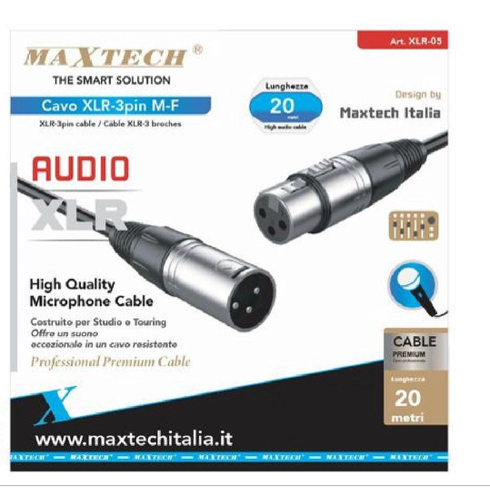 Trade Shop - Cavo Xlr Maschio / Femmina 3 Pin Audio Prolunga Per Microfono Da 20 Metri Xlr-05 -