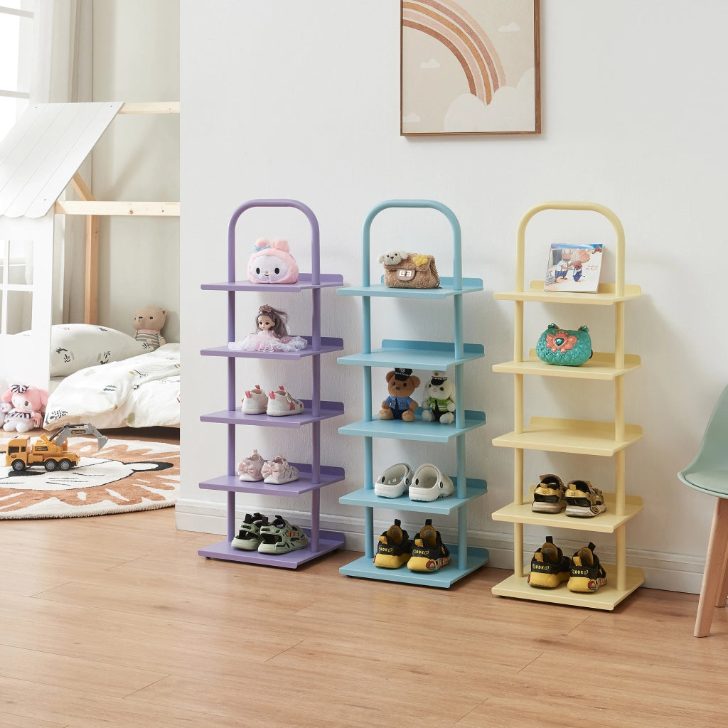 Scarpiera Poytya per Cameretta Scaffale in Acciaio 96x30x27 cm - Blu [en.casa]