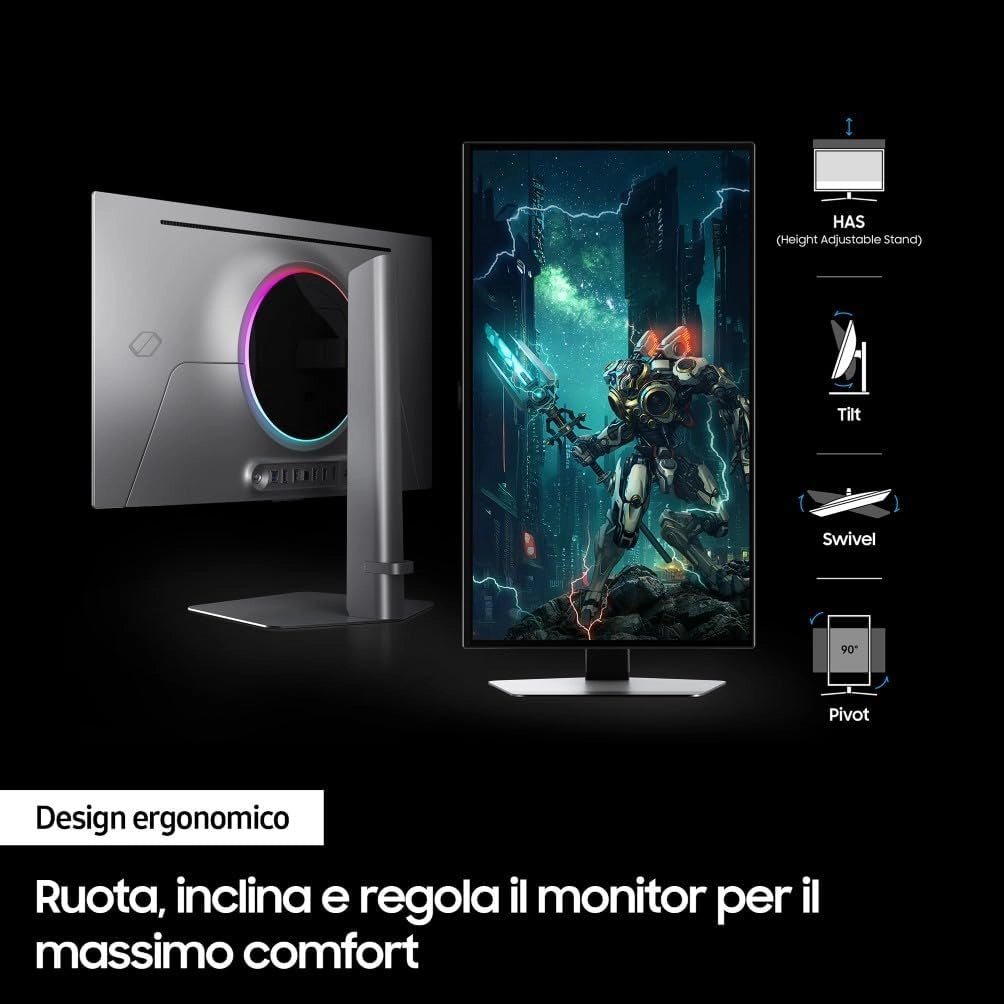 Samsung Monitor Gaming Odyssey OLED G6 (S27DG602), Flat, 27'', 2560x1440 (QHD), 16:9, HDR10+, OLED, 360Hz, 0,03ms (GtG), FreeSync Premium Pro, HDMI, USB, DP, HAS, Pivot