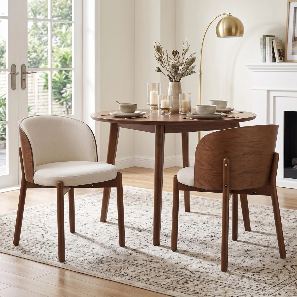 SEDIA da pranzo con schienale avvolgente, set 4 pezzi, legno massello, colore noce