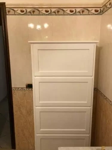 scarpiera 5 ante ribalta arte povera legno bianco 79x30x210 (1282) - Mobili 2G
