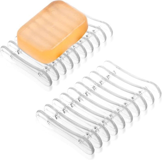 Set di contenitori per sapone trasparenti - 2 pezzi - contenitore per sapone per doccia e cucina - mantiene il sapone asciutto - autoscatolante - plastica - accessorio bagno