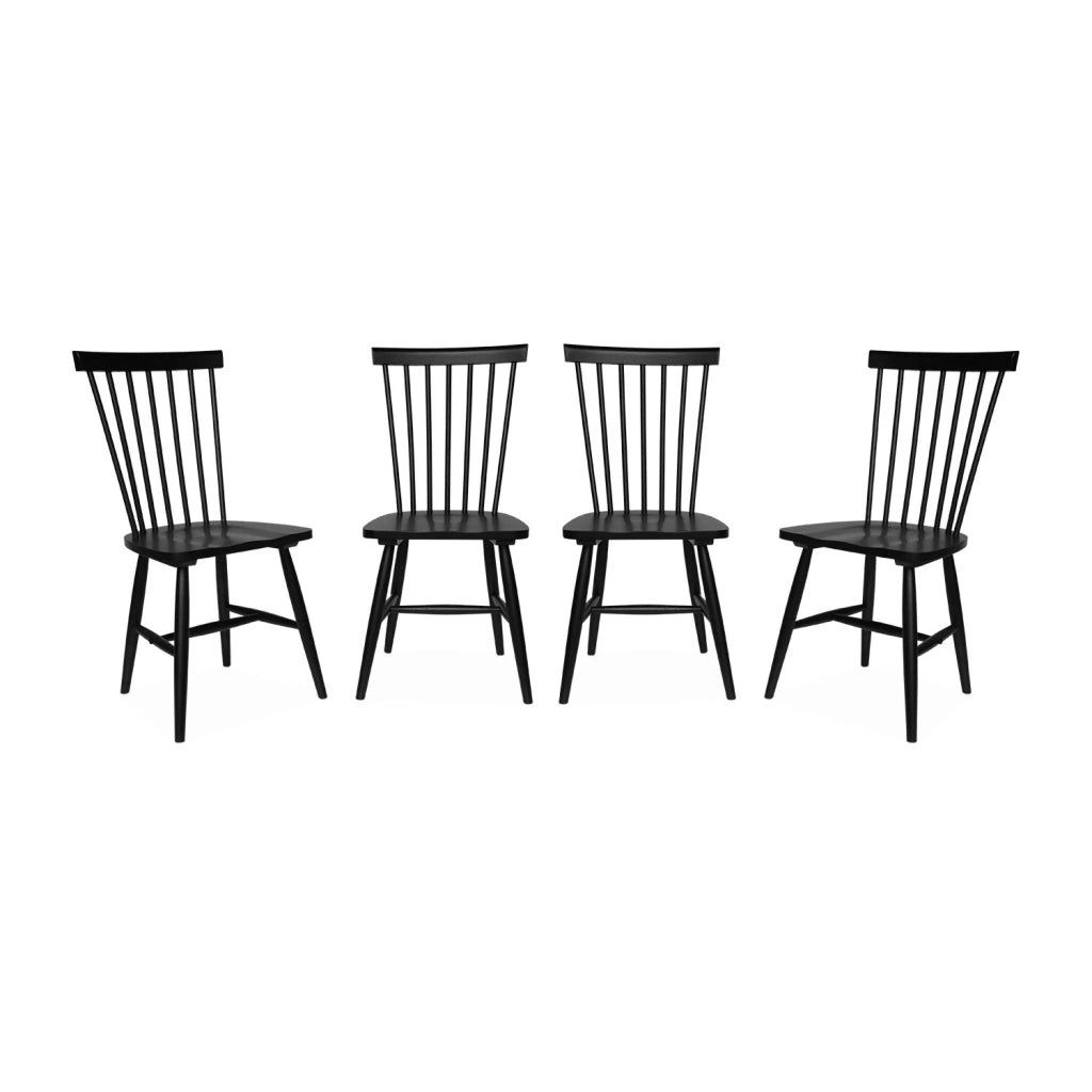 Set di 4 sedie in legno di hevea, nero