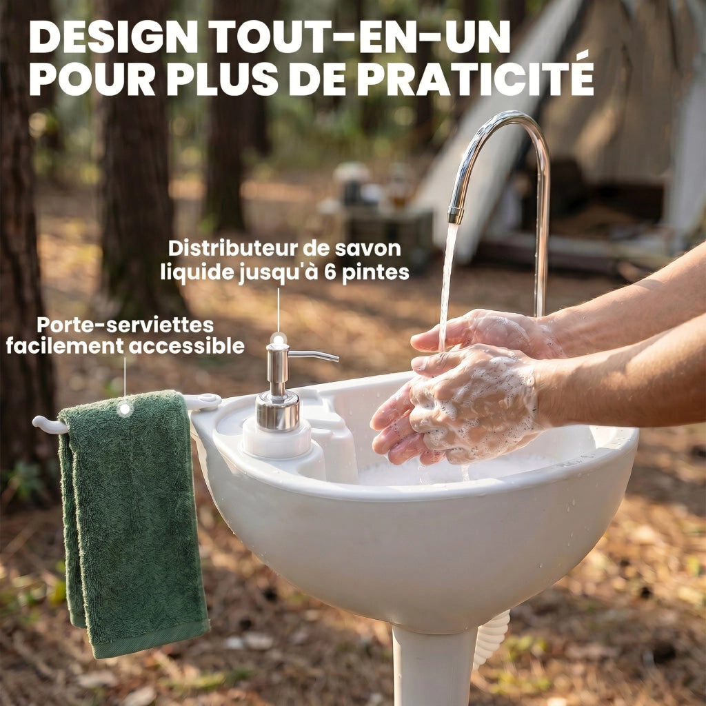 Lavabo Portatile da Campeggio con 2 Ruote. Serbatoio Acqua 17L e Serbatoio Sapone 2.5L. 83x50x103cm