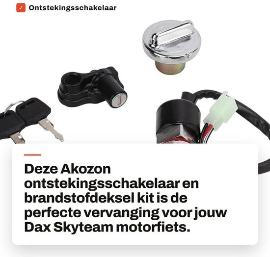 Set di Accensione per Motocicletta - Kit di Sostituzione - Chiave con 2 Chiavi - Materiale Metallo/ABS - Installazione Diretta - Ripristino Prestazioni - Chiave per Motocicletta