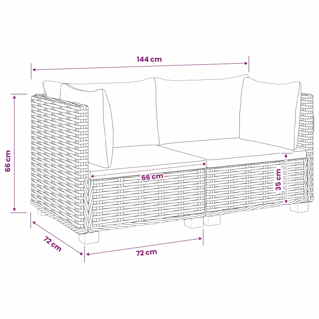 2 pz Set Lounge in Rattan con Cuscini GENDT Rattan naturale 3429856