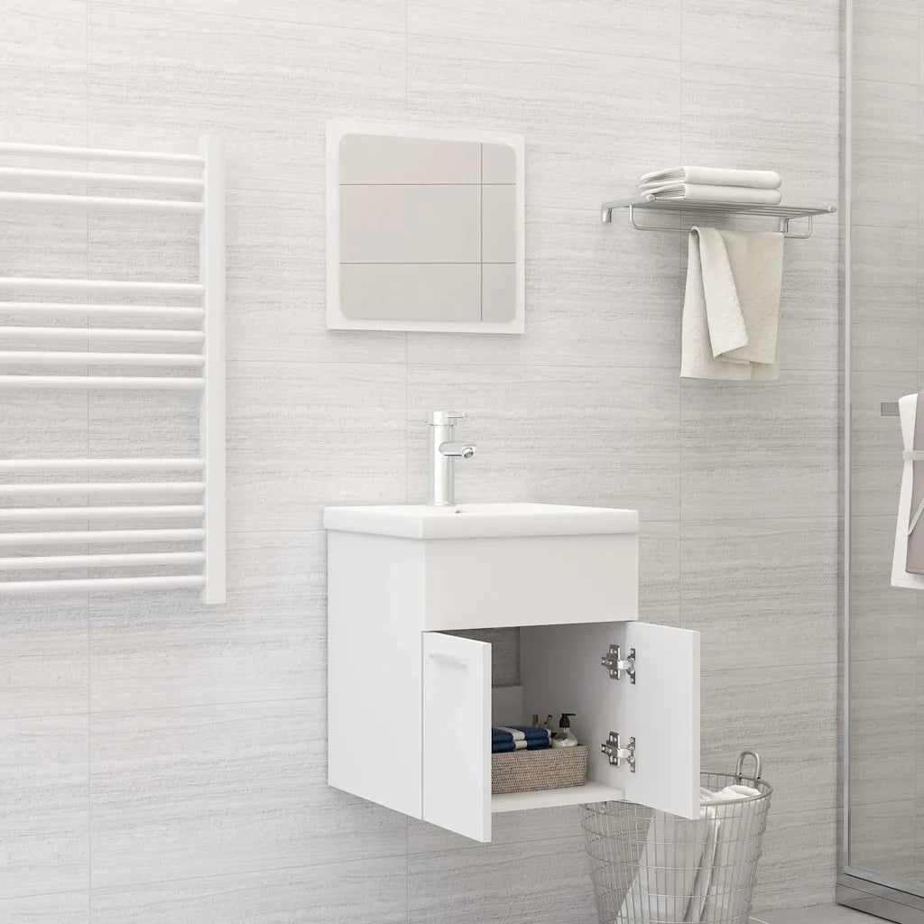 Set Mobili da Bagno 2 pz Bianco in Legno Multistrato cod mxl 55475