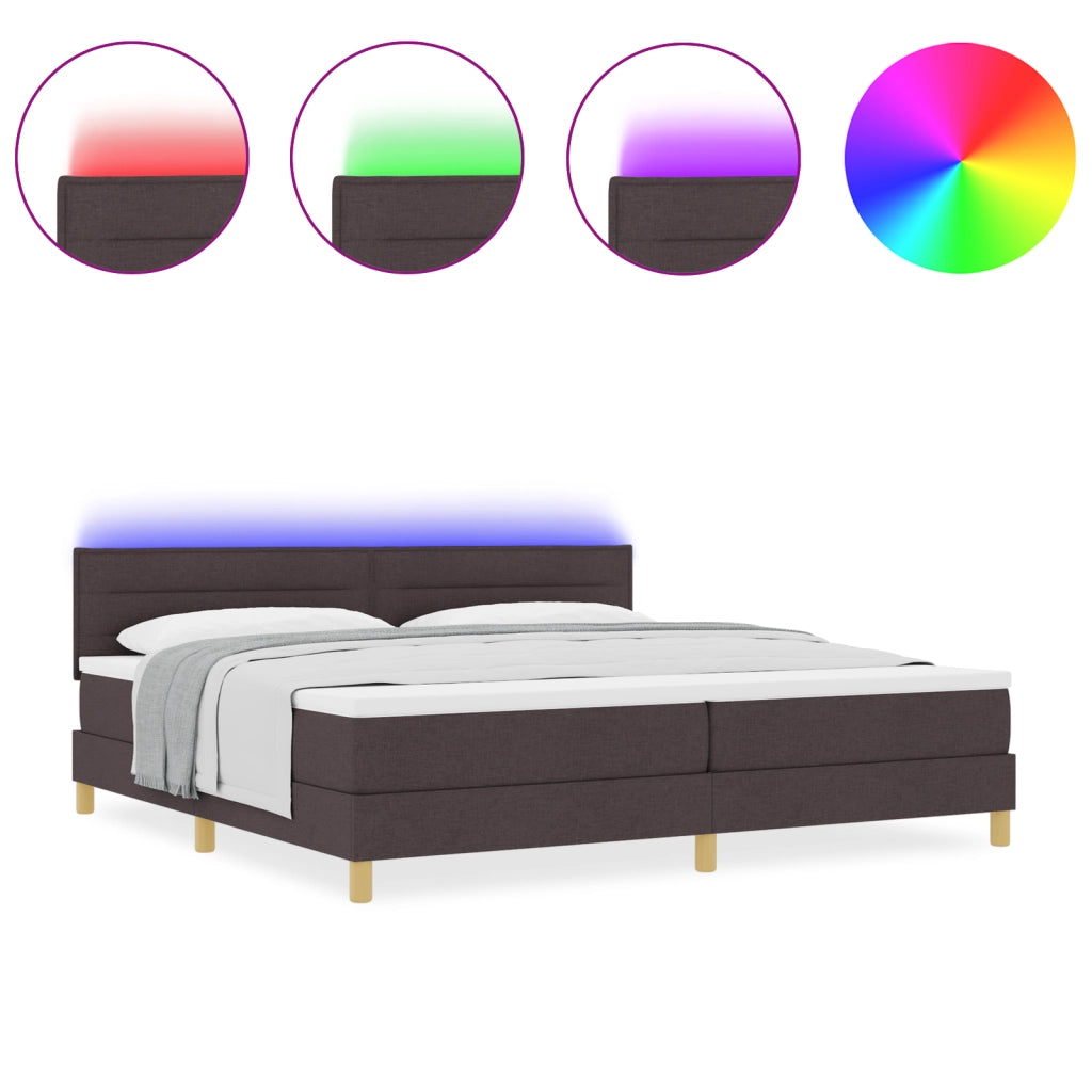 Letto a Molle con Materasso & LED Marrone Scuro 200x200 cm Tessuto