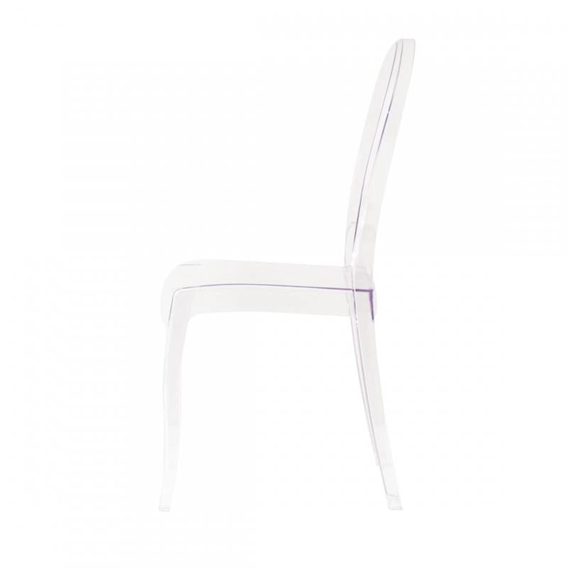SEDIA HALLES IN POLICARBONATO SILHOUETTE CURVE CLASSICHE PER INTERNI COLORE TRASPARENTE 46,1X55X98H CM