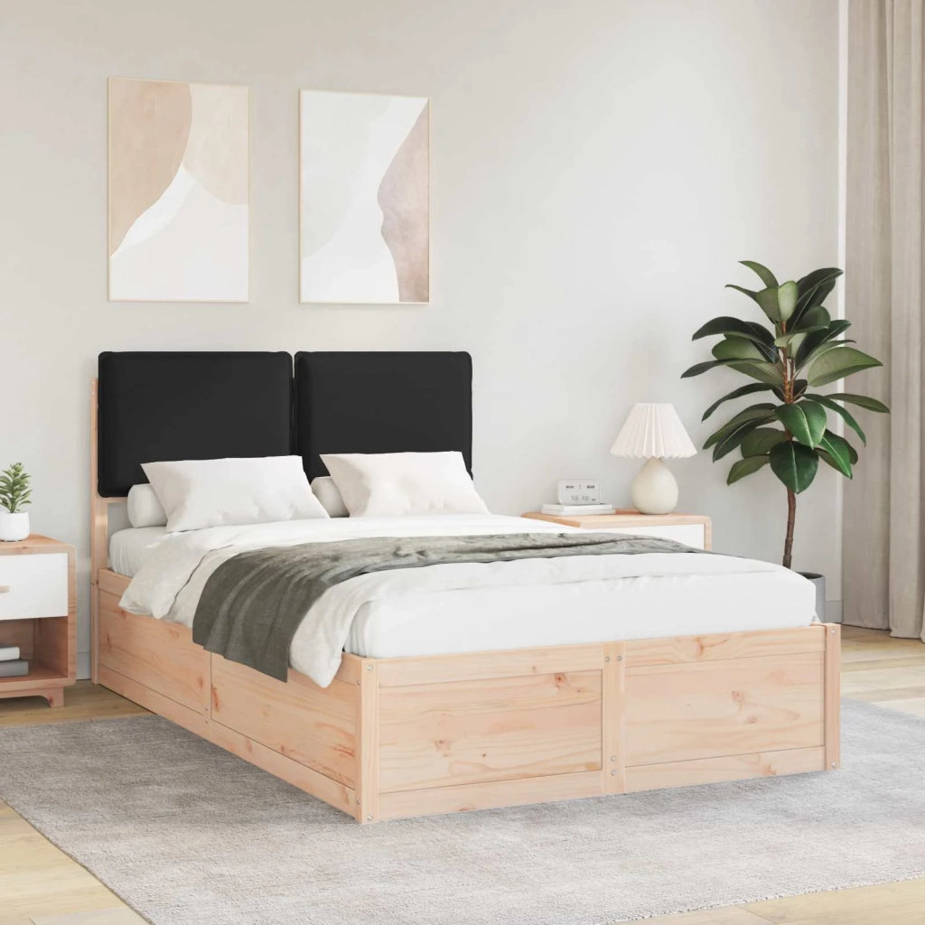 Letto con Testiera Rivestita Nero 120 x 200 cm Pino massello